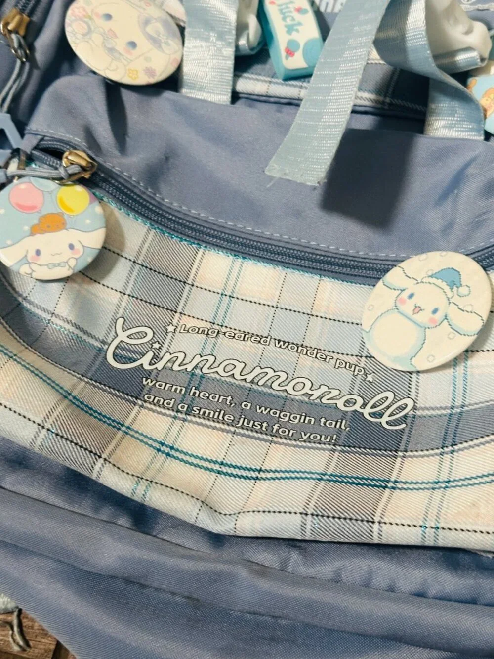 Cinnamoroll Sanrio Japan Blue White Back to School Backpack - with Buttons!